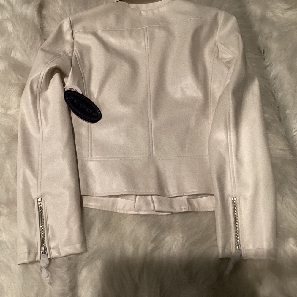 SCOOP Faux Leather Jacket, Size Medium, White - Picture 3 of 4